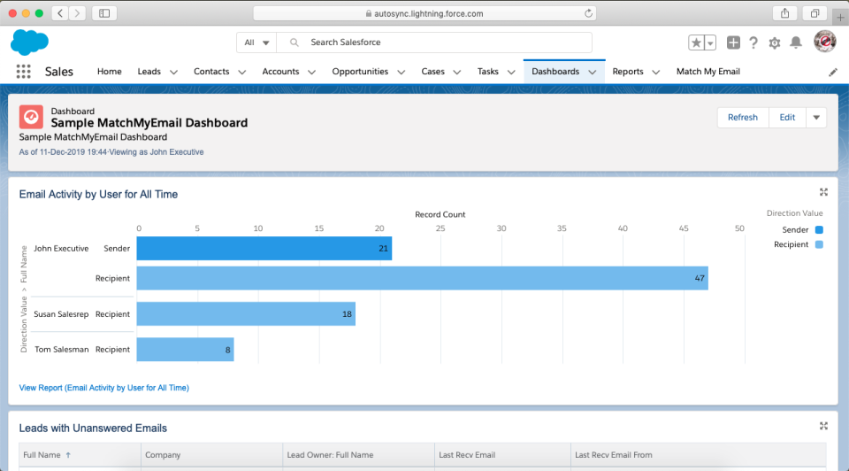 screenshot of Match My Email